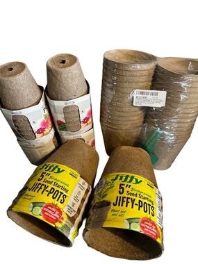 NWT lot of 67 various sized Biodegradable Seed Starting Pots: 3”, 4” and 5”